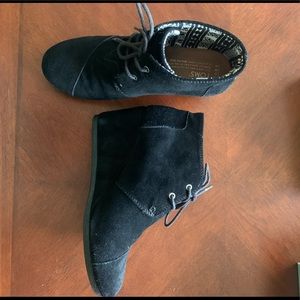 TOMS Black Suede Wedges